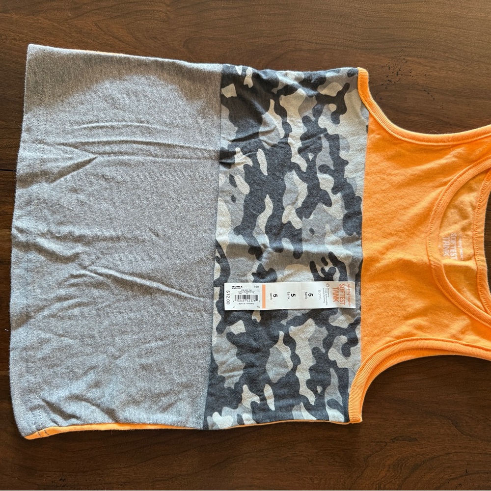 Jumping Beans Orange and Camouflage Tank Top